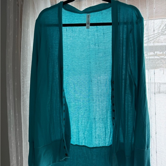 Zenana Outfitters Sweaters - Zenana Outfitters Teal Button Up Cardigan Size 2x